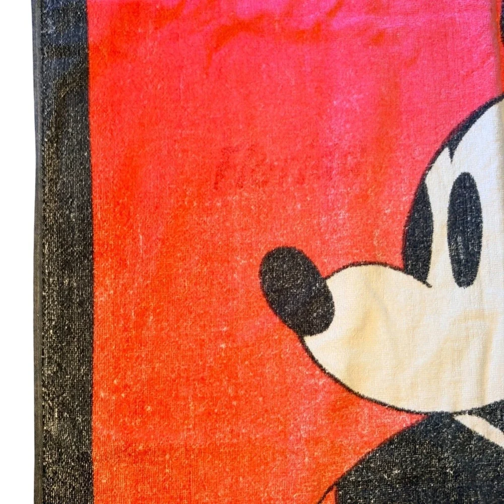 VTG Disney Florida Mickey Mouse 1980s‎ Red Black Cotton Beach Towel